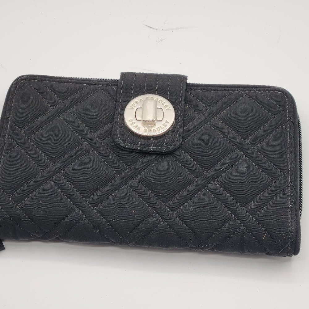 .RFID Turnlock Wallet  - Quilted Black - Vera Bradley